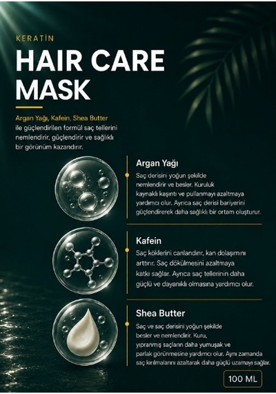 Louvess Argan Yağı Shea Butter Kafein Keratin Saç Bakım Maskesi 150 ML