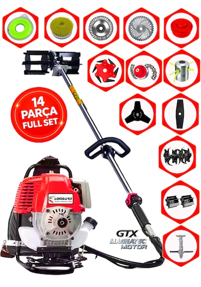 Cros Lombard İtaly Valento-x14 780 Seri Sırt Tırpan+ Akrobat Çapalama + Toprak Eşeleme 14 Parça Arazi Seti