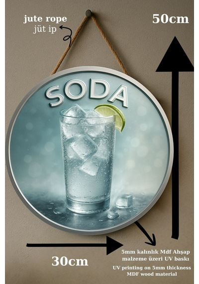 Soda Temalı Kapı Süsü Tablosu, Soda Görselli Uv Baskılı Dekoratif Cafe Büfe Duvar Aksesuarı