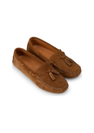 Deery Kadın Hakiki Süet Taba Rengi Püsküllü Loafer - Dl506ztbac01