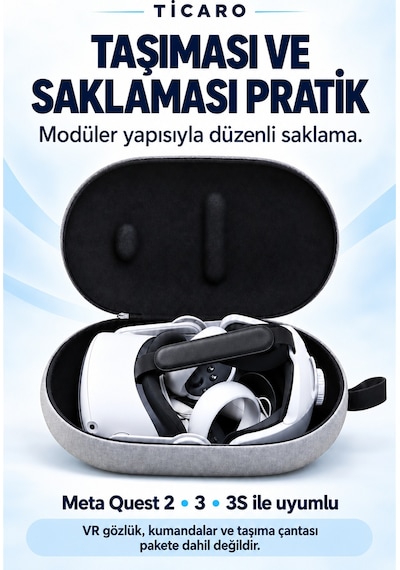 Tıcaro Meta Quest 2/3/3s İle Uyumlu Elit Başlık Kayışı, Ayarlanabilir Süngerli, Beyaz