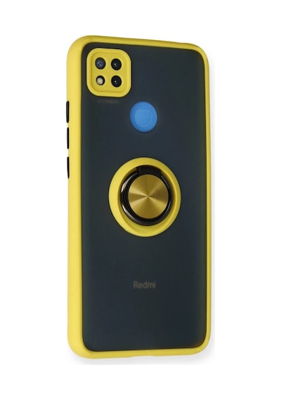 Xiaomi Redmi 9c Uyumlu Kılıf Montreal Yüzüklü Silikon Kapak - Sarı