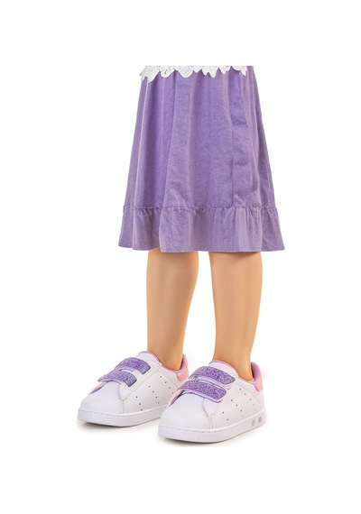 Kiko Kids Royzo İlk Adım Bebe Cırtlı Işıklı Kız Bebek Spor Ayakkabı Beyaz