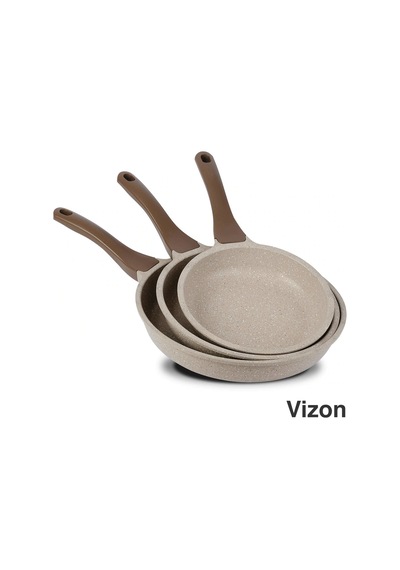 Thermoad 3'Lü Granit Döküm Tava Seti 20 Cm 24 Cm 28 Cm Vizon