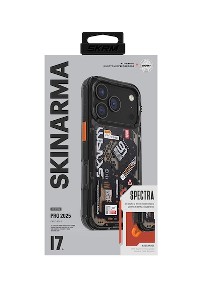 Apple Uyumlu iPhone 17 Pro Kılıf Desenli Airbag Tasarımlı Skinarma Spectra Kapak Siyah Siyah