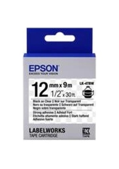 Epson Lk-4tbw Güçlü Yapışkanlı Şeffaf Üzeri Siyah 12mm 9metre Etiket Kdo Diğer