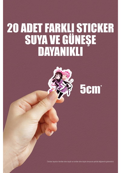 Puella Magi Madoka Magica Anime Sticker Paketi 20 Adet Çok Renkli