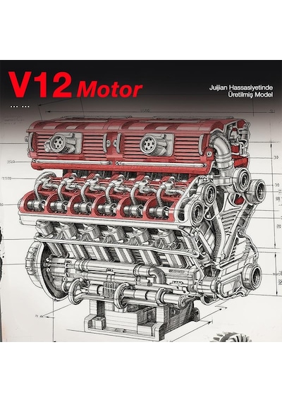Reobrix 33017 V12 Motor Yaratıcı Yapı Blok Seti Building Blocks V12 Engıne - 4719 Parça