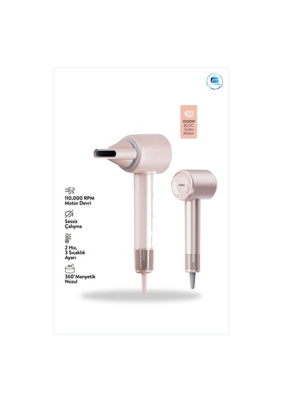 Saç Kurutma Makinesi 1500w Bldc Turbo Motor 3 Hız 4 Isı Ayarlı Fö