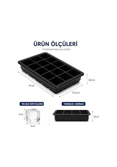2 Adet Kare Buz Kalıbı, 15 Bölmeli Çok Amaçlı Buz Küpü Kalıbı, Kolay Serbest Bırakma Özelliği, Kahve Ve Ev Çok Renkli