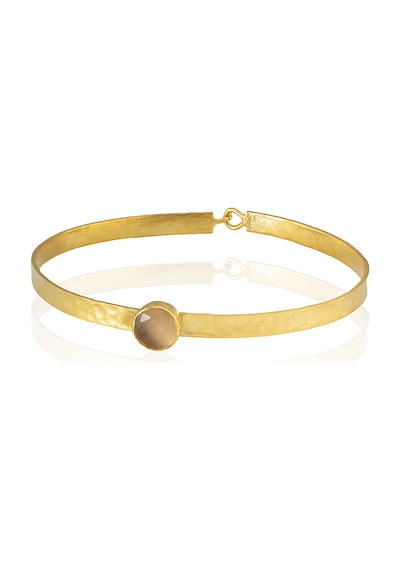 Kadir Jewellery 22 Ayar Altın Kaplama El İşçiliği Zirkon Taşlı Kadın Kelepçe Bilezik Turuncu