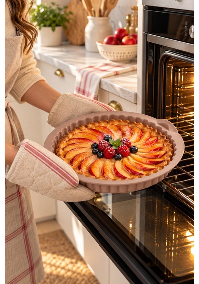 Porsima 30012-1 Silikon Turta Ve Tart Kalıbı Xl 26 Cm - Isıya Dayanıklı Yapışmaz Tırtıklı Kek Pişirme Kalıbı Krem/vizon