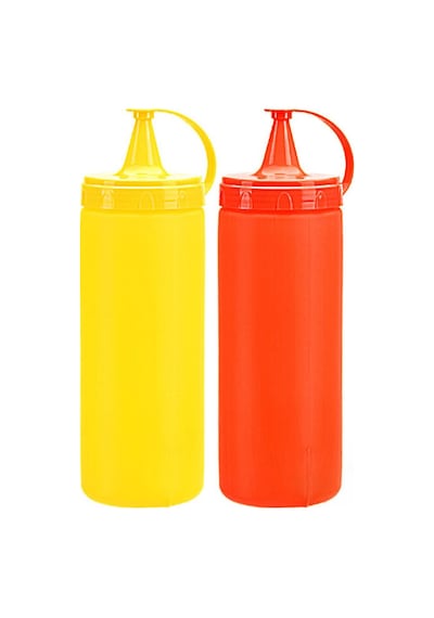 2'li Sos Ve Ketçap & Mayonez Şişesi Sarı-kırmızı 500 Ml Sarı Diğer