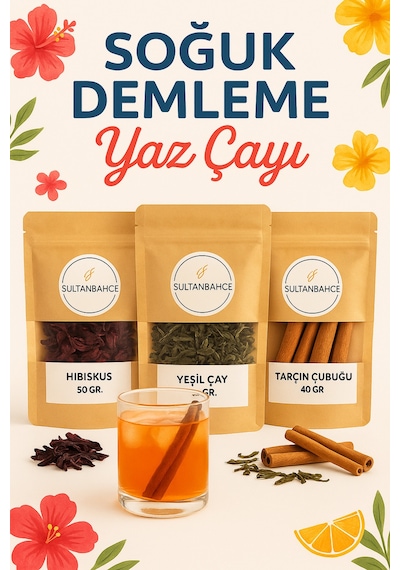 Bitki Çayı Seti Hibiskus Çayı Yeşil Çay Tarçın Çubuk  Soğuk Çay Için Bitki Çayı Seti