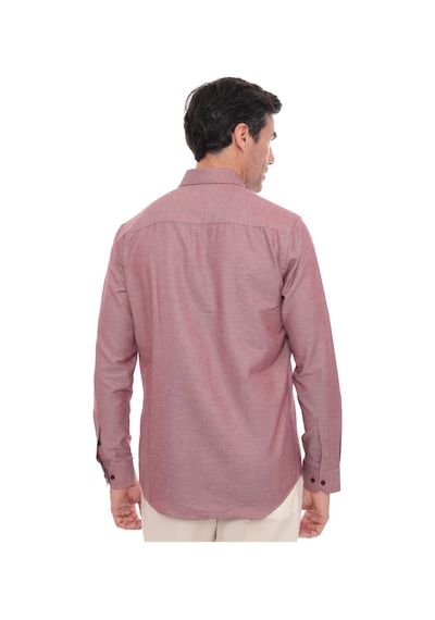 Slim Fit Uzun Kol Pamuklu Hediye Kutulu Kolay Ütülenebilir Erkek Gömlek Fs-002225 - Bordo-2668