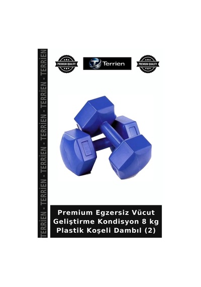Premium Egzersiz Vücut Geliştirme Kondisyon 8 Kg Plastik Koşeli Dambıl 2