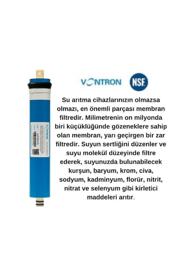 75 Gpd Vontron Membran Su Arıtma Filtresi Qr Kodlu