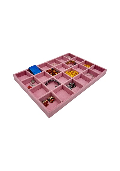 Bölmeli Takı Ve Aksesuar Tablası Pembe Süet