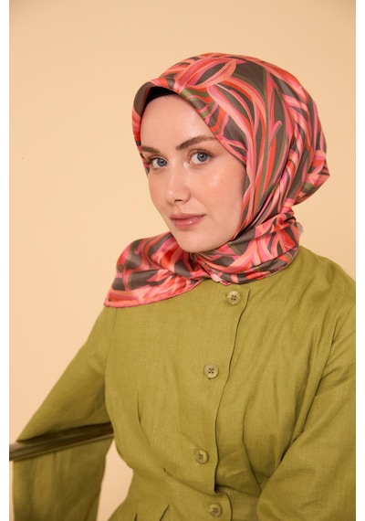 Silk Home Twill İpek Eşarp 11472-24 Gri, Narçiçeği, Pembe, Yeşil, Pudra Pembe