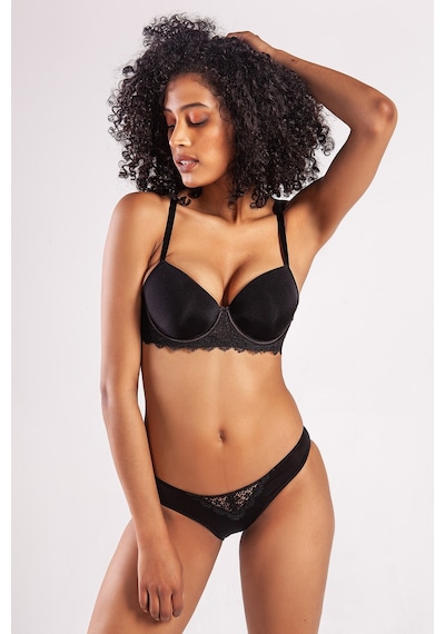 Lenaca Garland Big Size Plunge Bra, Black Konforlu Ve Şık Sütyen Çok Renkli