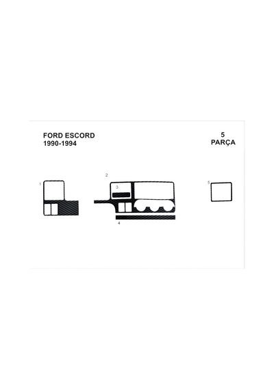 Ford Escord Torpido Kaplama 1990-1995 4 Parça Siyah Karbon