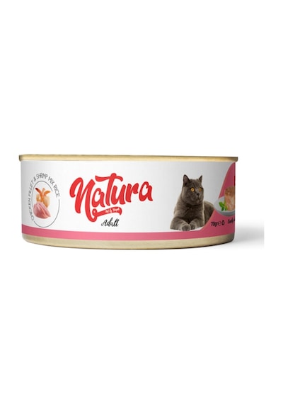 Natura Tavuklu ve Karidesli Konserve Yetişkin Kedi Maması 70 G