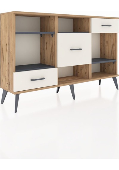 Arges Konsol 4 Raflı 3 Çekmeceli 132x30x83 Çam-antrasit/aytaşı Antrasit/aytaşı Arges Konsol 4 Raflı 3 Çekmeceli 132x30x83 Çam-antrasit/aytaşı Antrasit/aytaşı