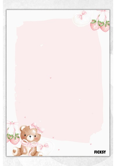 A5 Ayıcık Bloknot Çizgisiz Defter - 50 Yaprak - Memopad - Notepad - Not Defteri - Not Kağıdı - 0987 Çok Renkli