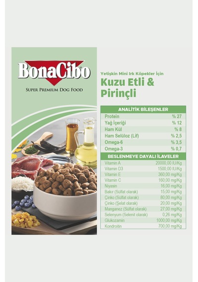 Bonacibo Mini Irk Yetişkin Kuzu Etli Ve Pirinçli Köpek Kuru Maması 4 Kg