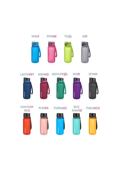 Uzspace 650 ML Tritan Su Matarası 14 Farklı Renk Softtouch