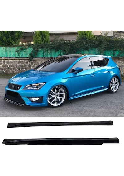 Seat Leon Mk3 Aero Yan Marşpiyel Seti Plastik 2 Adet Mat Siyah 2012-2020 Karlık+ek+bodykit