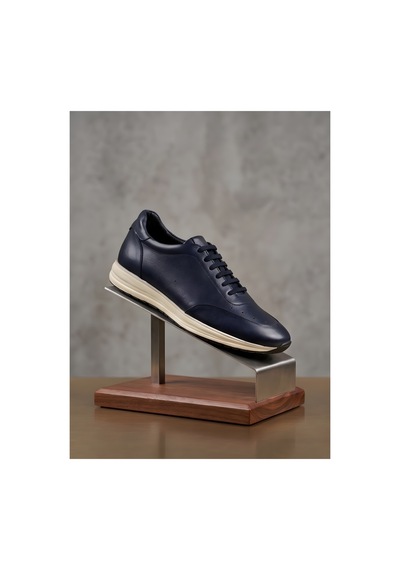 Crc Ayakkabı Modern Klasik Lacivert Erkek Deri Sneaker Günlük Ayakkabı Ortopedik Taban