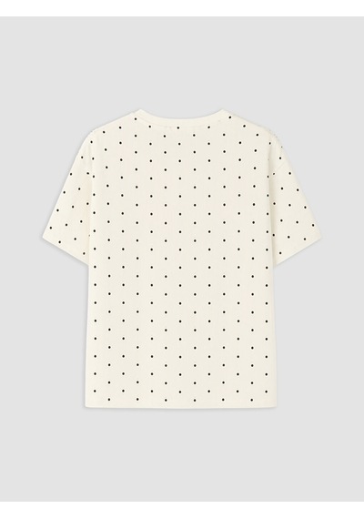 Lcw Dream Ekru Bisiklet Yaka Puantiyeli Pijama Üst