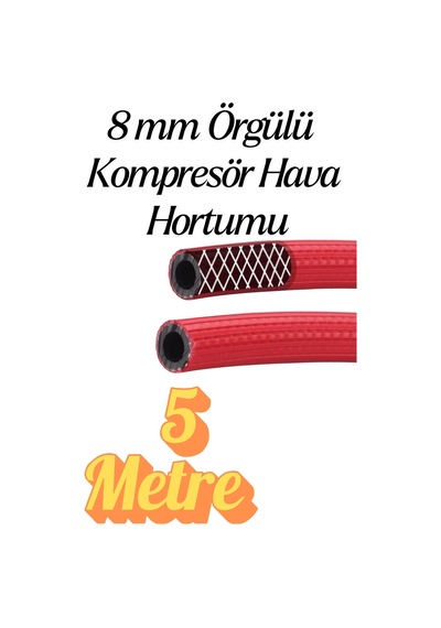 5 Metre Kompresör Hava Hortumu 8 Mm Termo Hortum Kırmızı Thermo Hortum Basınca Dayanıklı Hortum