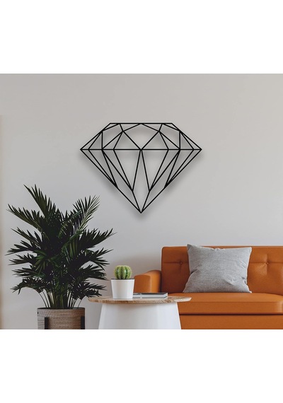 Ayrex Metal Duvar Sanatı Dekoru - Geometrik Elmas - 3d Duvar Silueti Metal Duvar Dekoru Ev Ofis Dekorasyonu Yatak Odas Genel