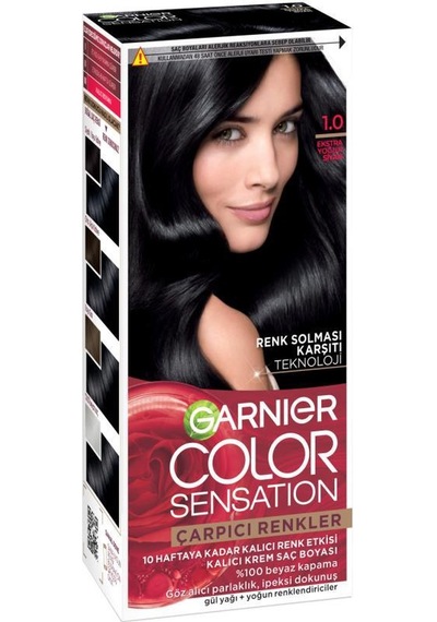 2'li Garnier Çarpıcı Renkler Saç Boyası 1.0 Ekstra Yoğun Siyah pkt1sacboyacarprenk-10640