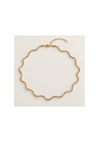 Aura Collection Ondine Dorika Model Dalgalı Gold Choker Kolye Altın Altın
