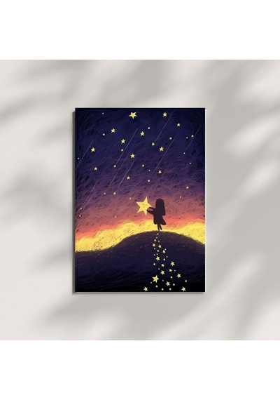 Gökyüzünden Kayan Yıldız Temalı Mdf Tablo 20x28 Cm
