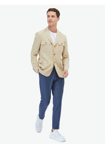Kip Bej Düz Modern Fit Ceket Çok Renkli