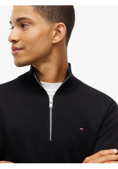 Tommy Hilfiger Tjm Slm Ess Lıght Zıp Swtr Ext Erkek Siyah Kazak - Dm0dm21654