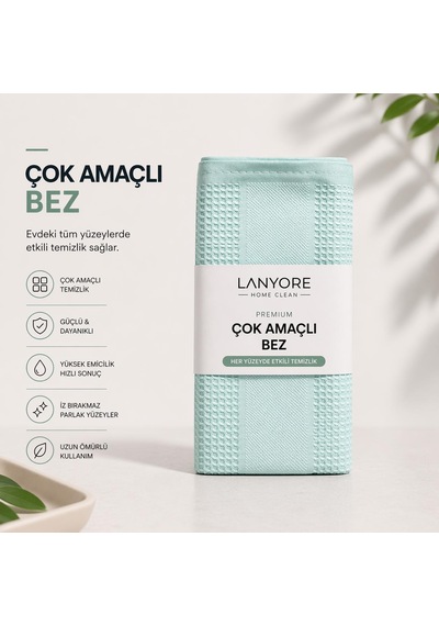 Lanyore Home Clean Premium Çok Amaçlı Temizlik Bez Mint 55x40