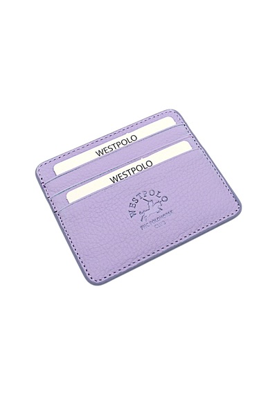 Westpolo Unisex Süper Slim Para Bölmeli Hakiki Deri İnce Kartlık Cüzdan 6 Bölmeli - Lila Lila