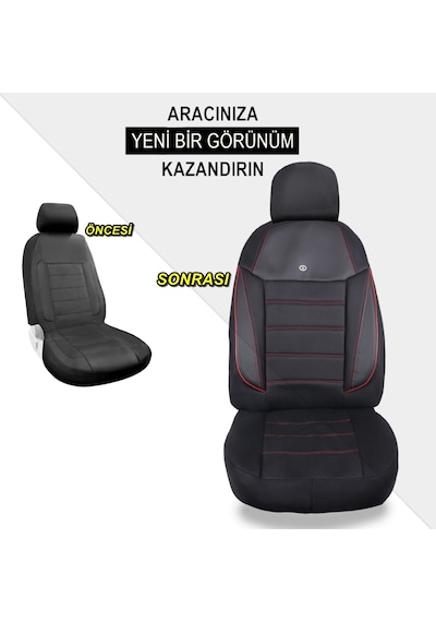 Mitsubishi L200 Çift Kabin Araçlara Uyumlu Oto Koltuk Kılıfı Seti-yıldız Serisi Siyah/kırmızı