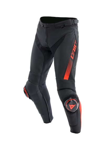 Dainese Super Speed Deri Pantolon Siyah Kırmızı Fluo