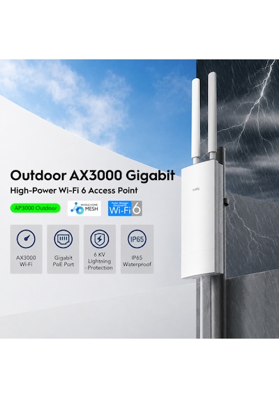 Cudy Ap3000 574mbps/2.4ghz 2402mbps/5ghz 5x4.8dbi Anten Poe 4in1 Wi-fi Router Ax3000 Serisi Outdoor