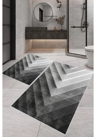Eliana Home Dijital Baskı 2'li Banyo Paspas Takımı Lna5-1609 100x60 Ve 60x50 Cm Siyah