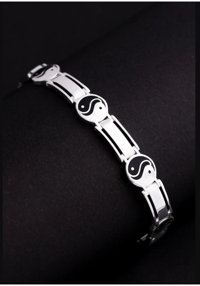 925 Ayar Yin Yang Model 925 Ayar Gümüş Erkek Bileklik