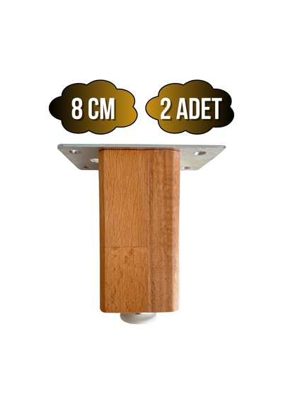 Kale Ayarlı Ahşap Ayak Mobilya Masa Ve Dolap Ayağı Kayın Kayın/gürgen Ağacı 8cm 2 Adet Ahşap Rengi