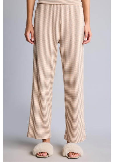 Defacto Regular Fit Çizgili Düğmeli Kısa Kollu 2li Pijama Takımı F9838ax26aubg402 Bej-bg402