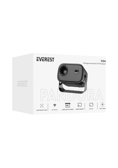 Everest Pj04, 250 Led Lümen, 1280x720, 1xhdmı, 1xusb, Wifi 6, Bluetooth, 30.000 Saat Led Ömrü, 1.5w